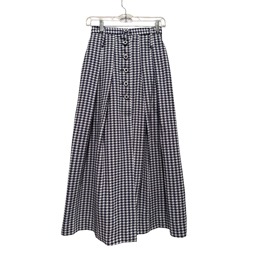 Junior House Vintage Houndstooth Plaid‎ Maxi Skirt Size 24 Milkmaid Prairie
